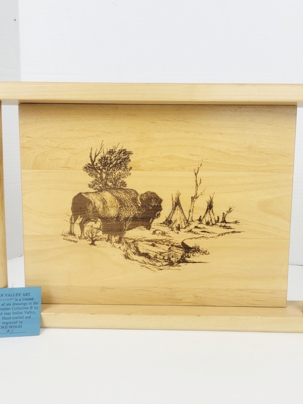 Buffalo Village~Wood Burning/Pyrography~Serving Tray~GL Hooton~PNW Folkart